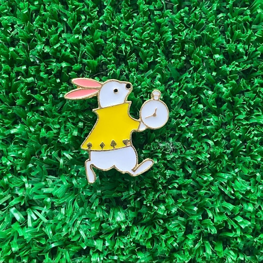 White Rabbit Alice Wonderland Enamel Pin - Picture 6 of 6